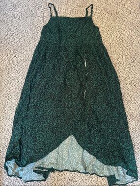 Green Printed High-Low Maxi Skirt